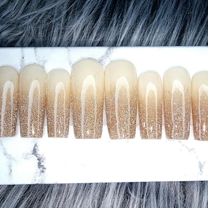 Latte Glitter Ombre Press On Nails