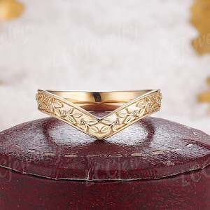 3 mm Olive Blatt Design Gebogener Ehering Art Deco Gelbgold Olive Frucht Stapeln Passender Ring Handgemachter benutzerdefinierter Jubiläumsring für sie