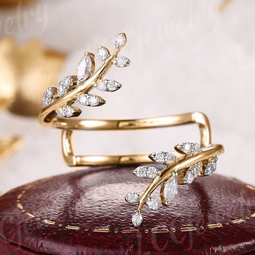 Vintage Opal Leaf Wedding Band Ring Enhancers and Wraps Etsy