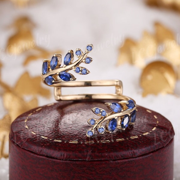 Sapphire Enhancer Band Leaf Etsy