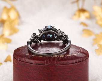Unique Gothic Hexagon Alexandrite Fairy Engagement Ring Amethyst