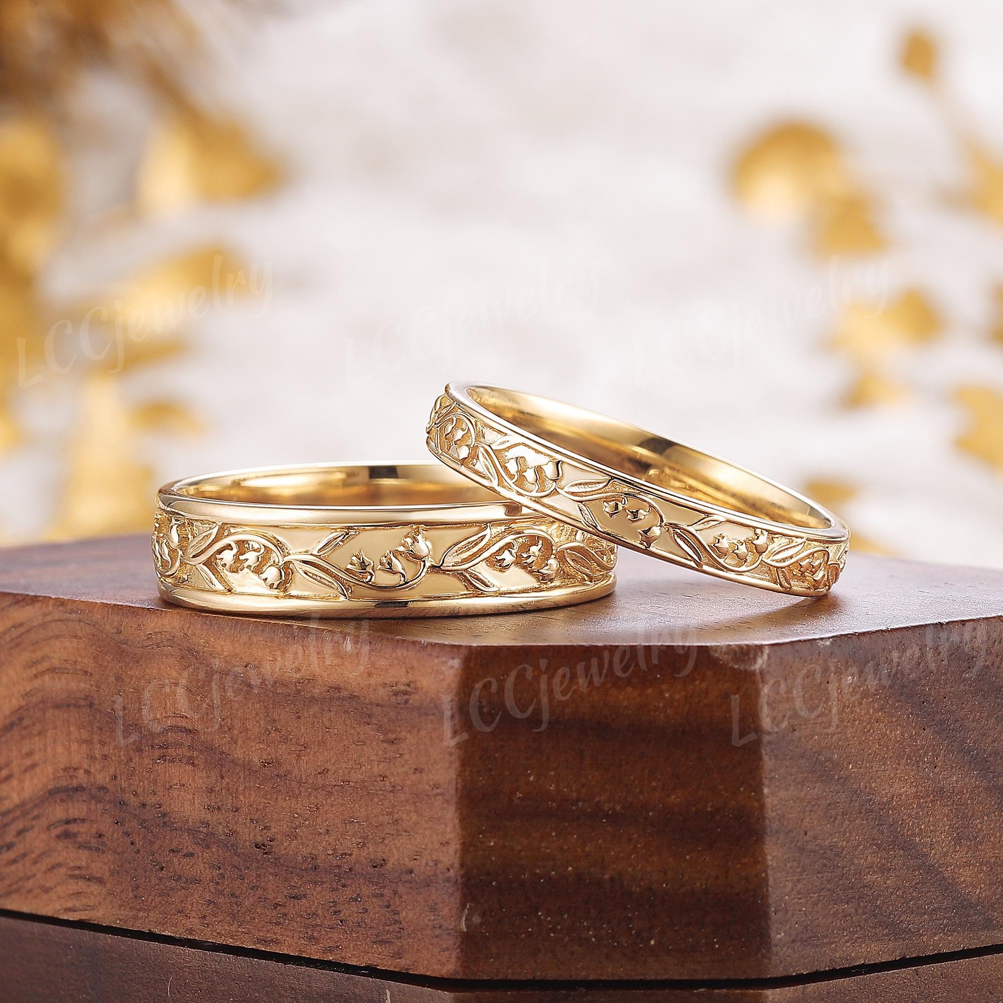 カップルリング 2個セット スズランデザイン エンゲージリングセット