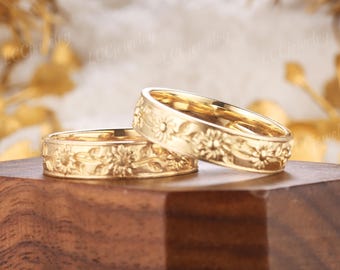 Nepali Groom Ring Design Nature Inspired Couple Rings Yellow Gold