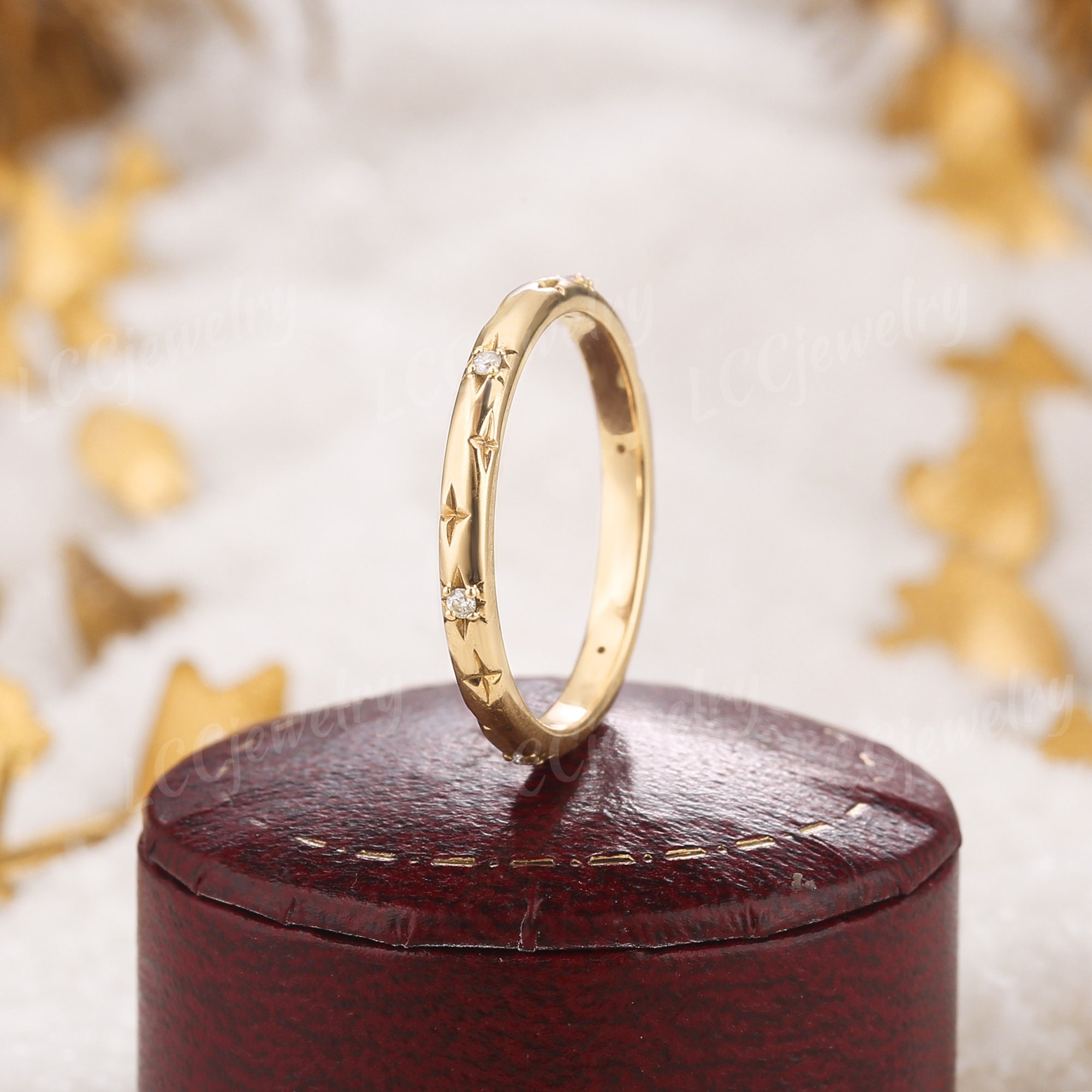 2pc Star Design Couple Rings Set for Men and Women, Diamond