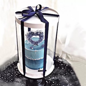 10 sets of 12 inch round/diameter by 13.5 inch tall (12” D x 13.5” H) clear/transparent cake/gift/flower box with ribbon. Huge Sale!!!