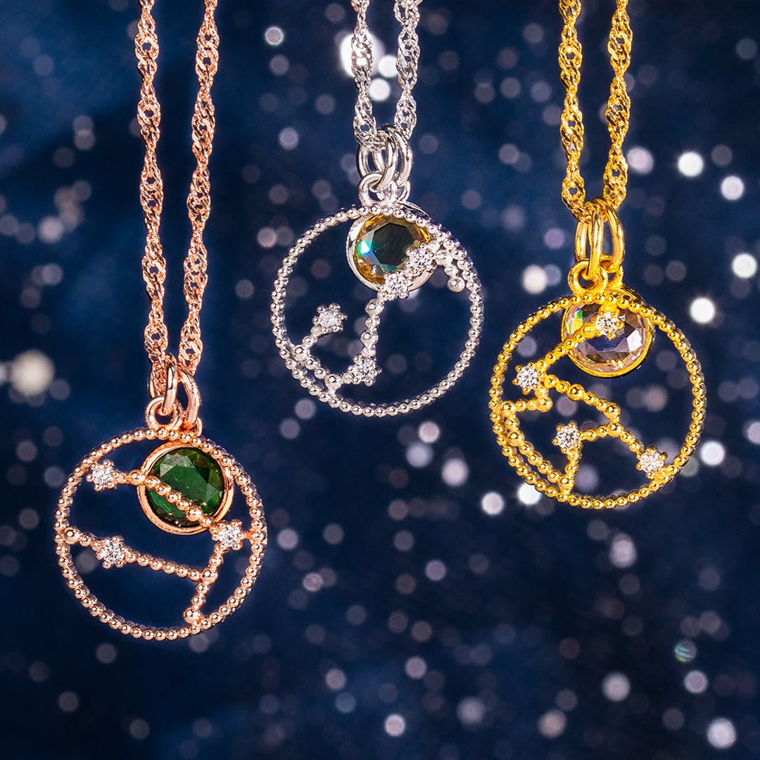 Personalised Birthstone Zodiac Necklace Unique Gift for Women Etsy