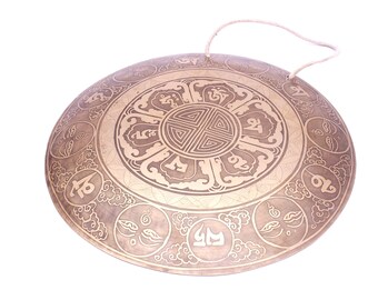 Dragon carved Handmade Gong-Tibetan Gong for Healing and Mediation-Chakra Healing Tibetan Gong-Handmade gong from Nepal