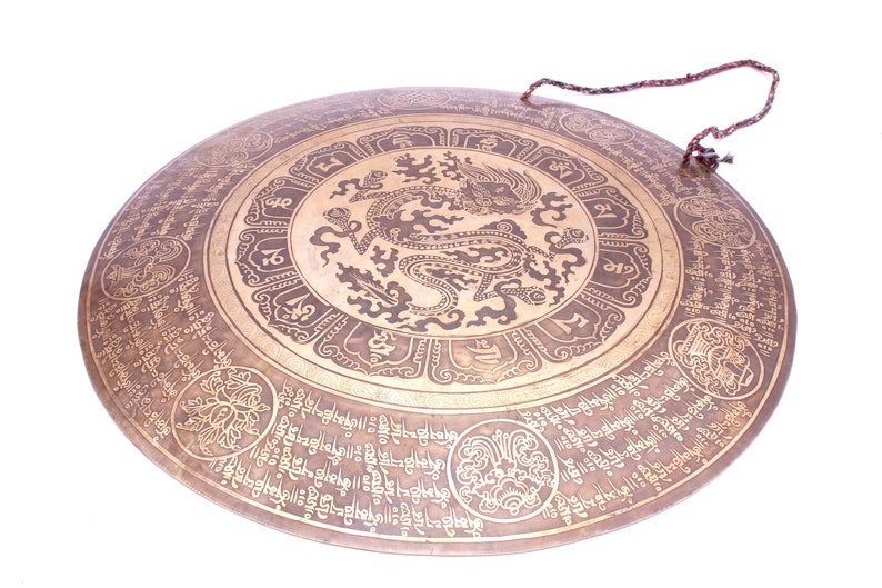 Dragon carved Handmade Gong-Tibetan Gong for Healing and Mediation-Chakra Healing Tibetan Gong-Handmade gong from Nepal