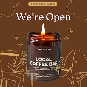 Local Coffee Bar - Scented Rapeseed Candle | Coffee Lover Gifts | Roasted Coffee | Cozy Café | Amber Jar | Unique Handmade Birthday Gifts