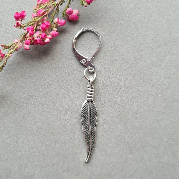 One men dangle guys dangle feather earring men silver men feather earring men symbol earring amulet men talisman dangle amulet earring gift