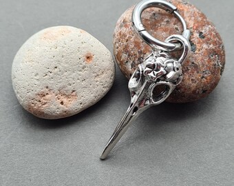 Large skull earring, Crow skull earring, Silver skull, Skull jewelry, Skull dangle, Skeleton earring, Goth jewelry, Bird skull, Men earring