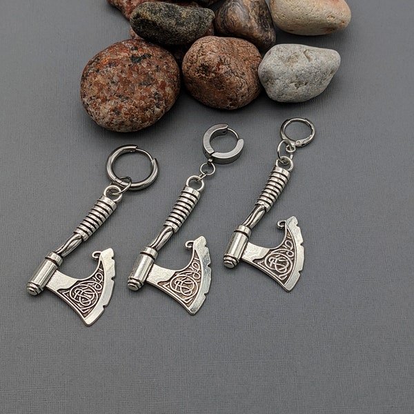 One Viking axe, Axe earring, Celtic earring, Silver earring, Man dangle, Men ax earring, Masculine earring, Ethnic earring, Hatchet earring