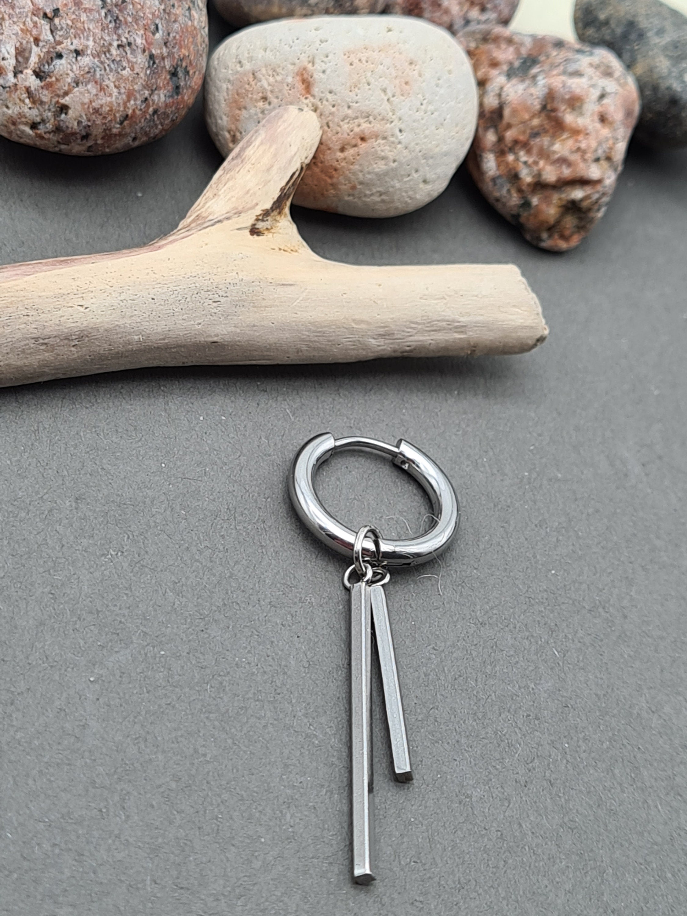 One Double Stick Dangle Stick Earring Male Stick Dangle Stick Etsy