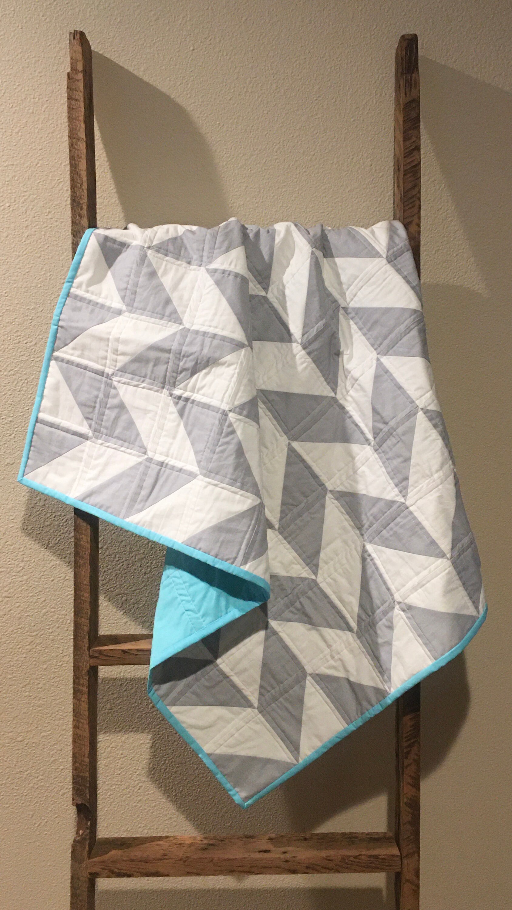 Herringbone Baby Quilt Aqua Etsy
