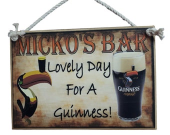 Country Printed Quality Wooden Sign Personalized Bar Guinness Plaque