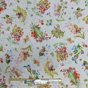 Quilting Patchwork Sewing Fabric Fairy Garden Allover 50x55cm FQ