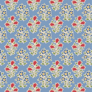 Quilting Patchwork Fabric TILDA Jubilee Farm Flowers Light Blue 50x55cm FQ