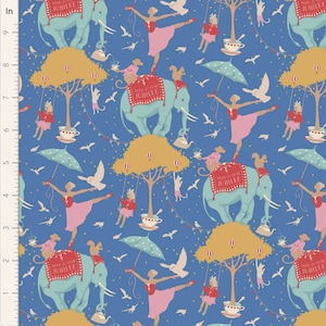Tessuto patchwork trapuntato TILDA Jubilee Circus Life Blu 50x55 cm FQ