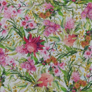 Quilting Patchwork Sewing Fabric Native Florals Light 50x55cm FQ