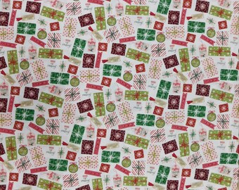 Patchwork Quilten Naaistof Kerstcadeautjes Allover 50x55cm FQ