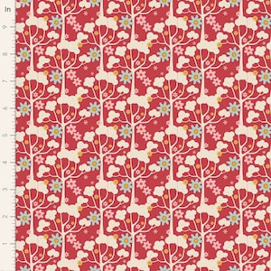 Tessuto patchwork trapuntato TILDA Jubilee Wildgarden Rosso 50x55 cm FQ