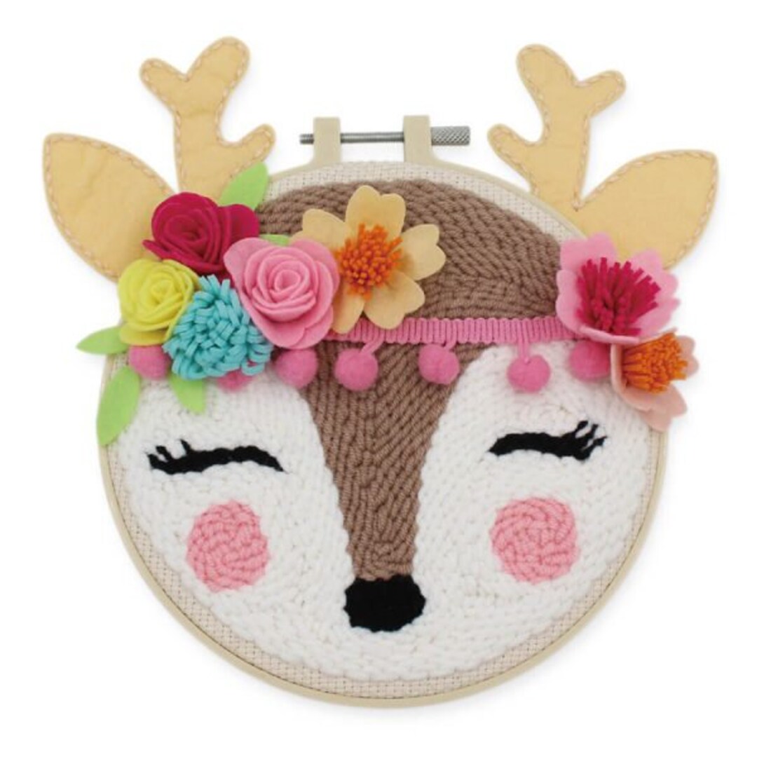 Make It Punch Needle Kit Kids Beginner Deer in Hoop Inc Threads - Etsy