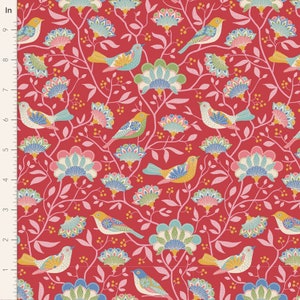 Tessuto patchwork trapuntato TILDA Jubilee Bird Tree Rosso 50x55 cm FQ