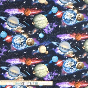 Quilting Patchwork Sewing Fabric Planets Universe Space 50x55cm FQ