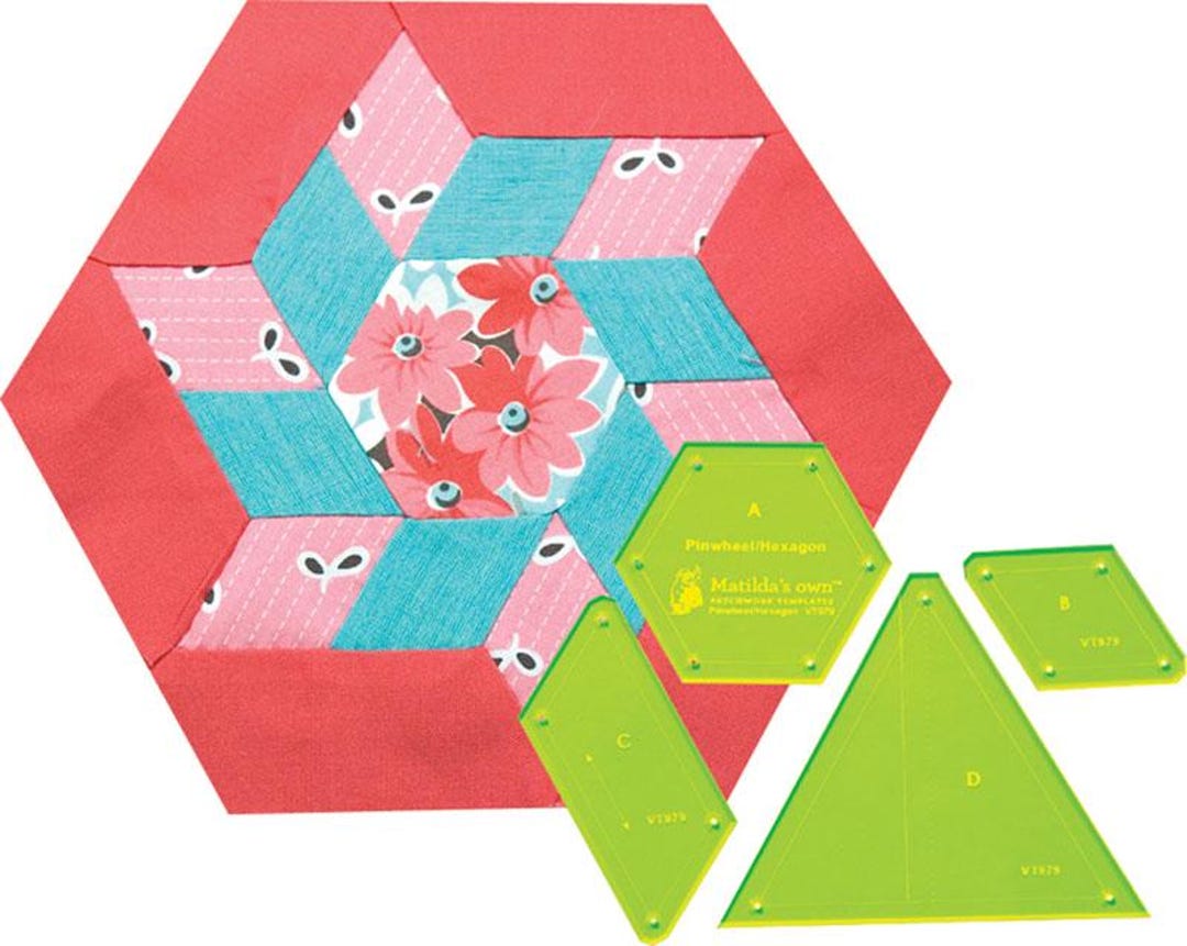 Quilting Patchwork Sewing Template 8'' Pinwheel Hexagon Matilda's Own ...