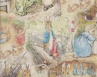 Quilting Patchwork Sewing Fabric Peter Rabbit Scenes from the Book 50x55cmFQ