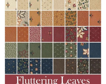 Moda Quilting Patchwork Charm Pack Fluttering Leaves 5 Inch Fabrics