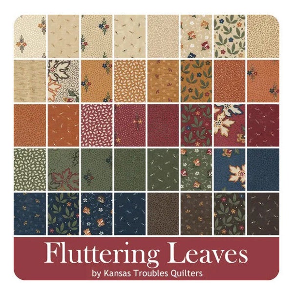 Moda Quilting Patchwork Charm Pack Fluttering Leaves 5 Inch Fabrics