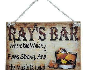 Country Printed Wooden Sign Whiskey Bar Plaque Personalized