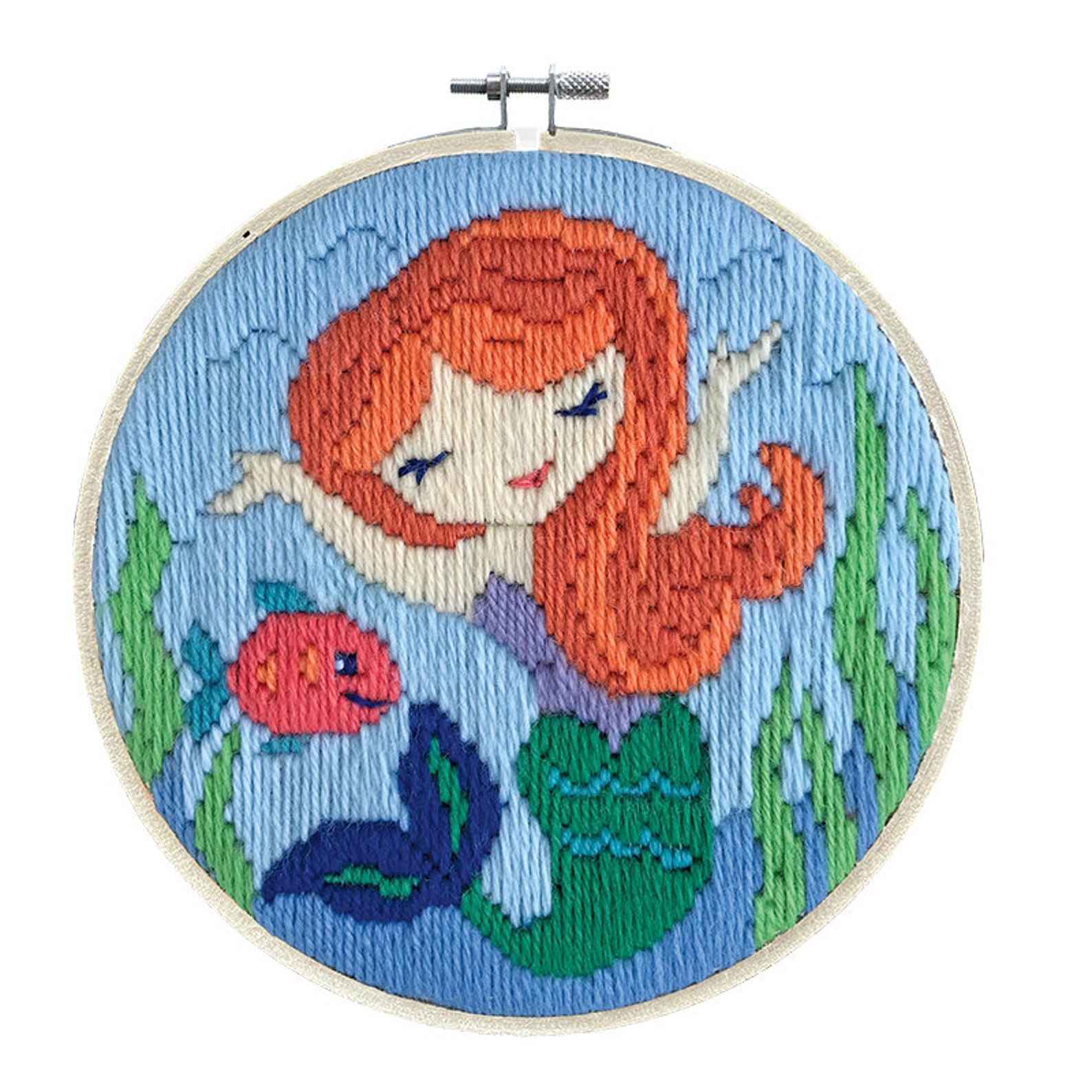 Long Stitch Kit Kids Beginner Mermaid Inc Threads and Hoop Etsy