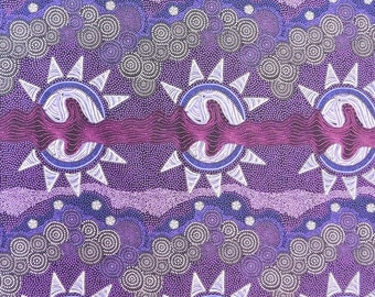 Patchwork Stoff Aborigines Sunset Night Dreaming 50x55cm Fq