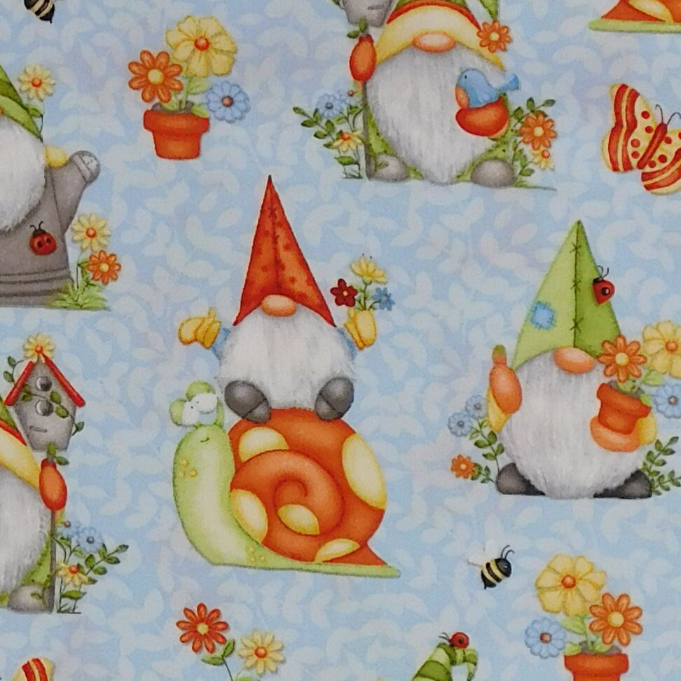 Quilting Patchwork Sewing Fabric Gnomes on Blue 50x55cm FQ - Etsy UK