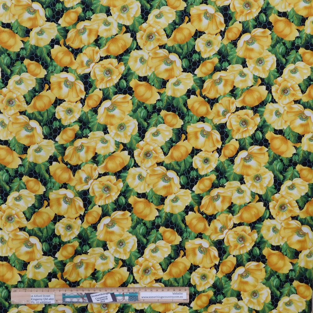 Patchwork Quilting Sewing Fabric POPPY GREY Small Floral Print FQ 50x55cm New... 