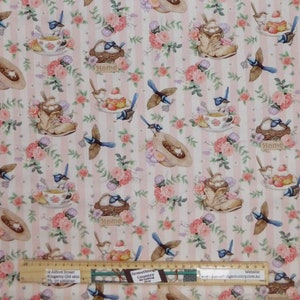 Quilting Sewing Fabric Little Wren Cottage Pink Stripe Material 50x55cm FQ