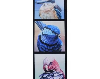 Patchwork Quilting Kingfisher Wren Galah Panel 40x110cm Fabric