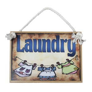 Country Printed Quality Wooden Room Door Sign Laundry Plaque