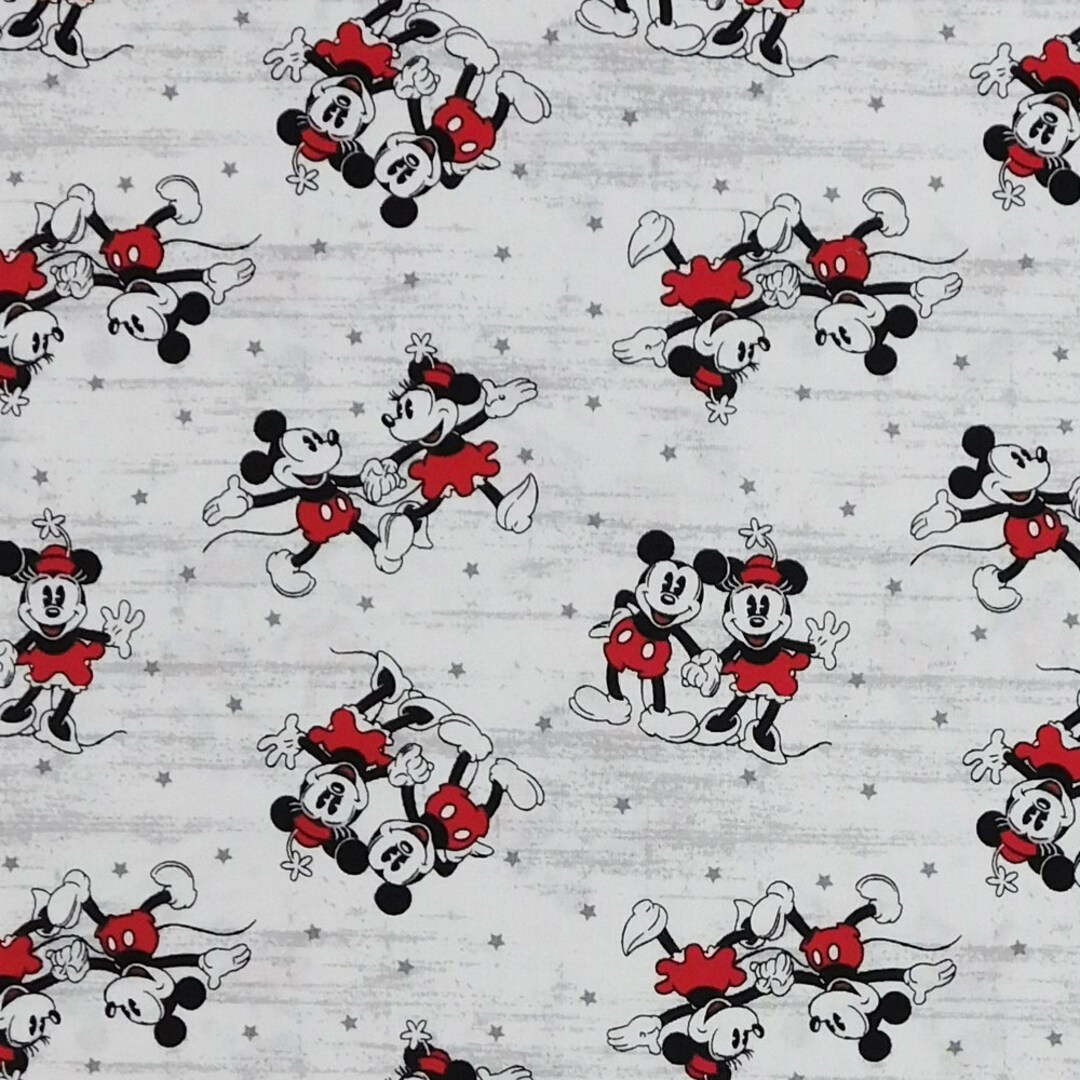 Sewing Pattern Mickey Patchwork Quilting Sewing Fabric Mickey Mouse Minnie Allover 50x55cm FQ ...