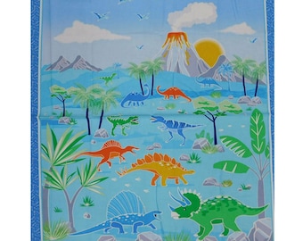 Patchwork Quilting Sewing Fabric Glow in the Dark Dinosaurs Panel 91x110cm