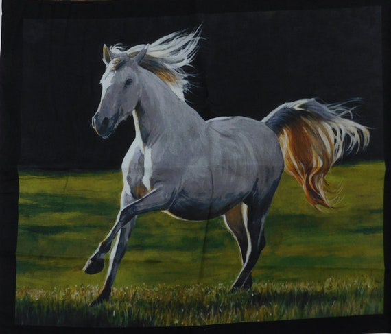 Panneau Décoratif En Tissu Motif Cheval - Idéal Pour Quilting Ou Décoration Murale
