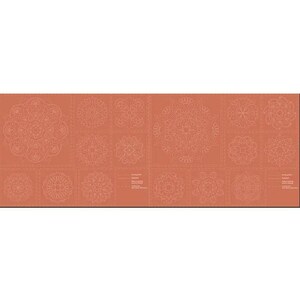 May include: A sheet of paper with a grid of 16 white mandala designs on a terracotta background. The designs are intricate and detailed, with a variety of shapes and patterns.