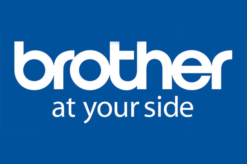 May include: The Brother logo on a blue background. The word "Brother" is in white, bold, sans-serif font. Below it, in a smaller white font, is the phrase "at your side."