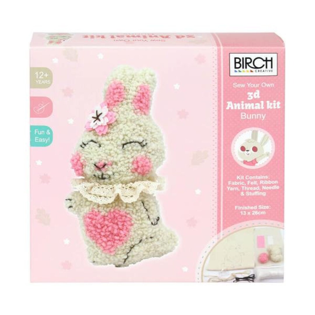 Birch Punch Needle Kit Kids Beginner 3D Bunny Inc Threads 13x26cm - Etsy