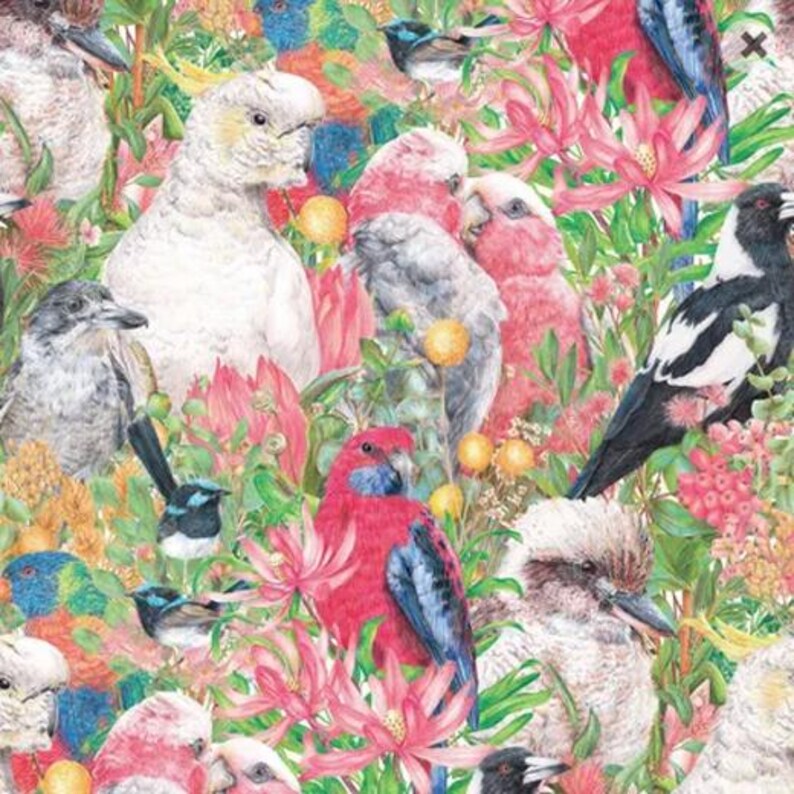 Patchwork Parrot Patchwork Quilting Sewing Fabric Aussie Birds Parrots B 50x55cm FQ ...