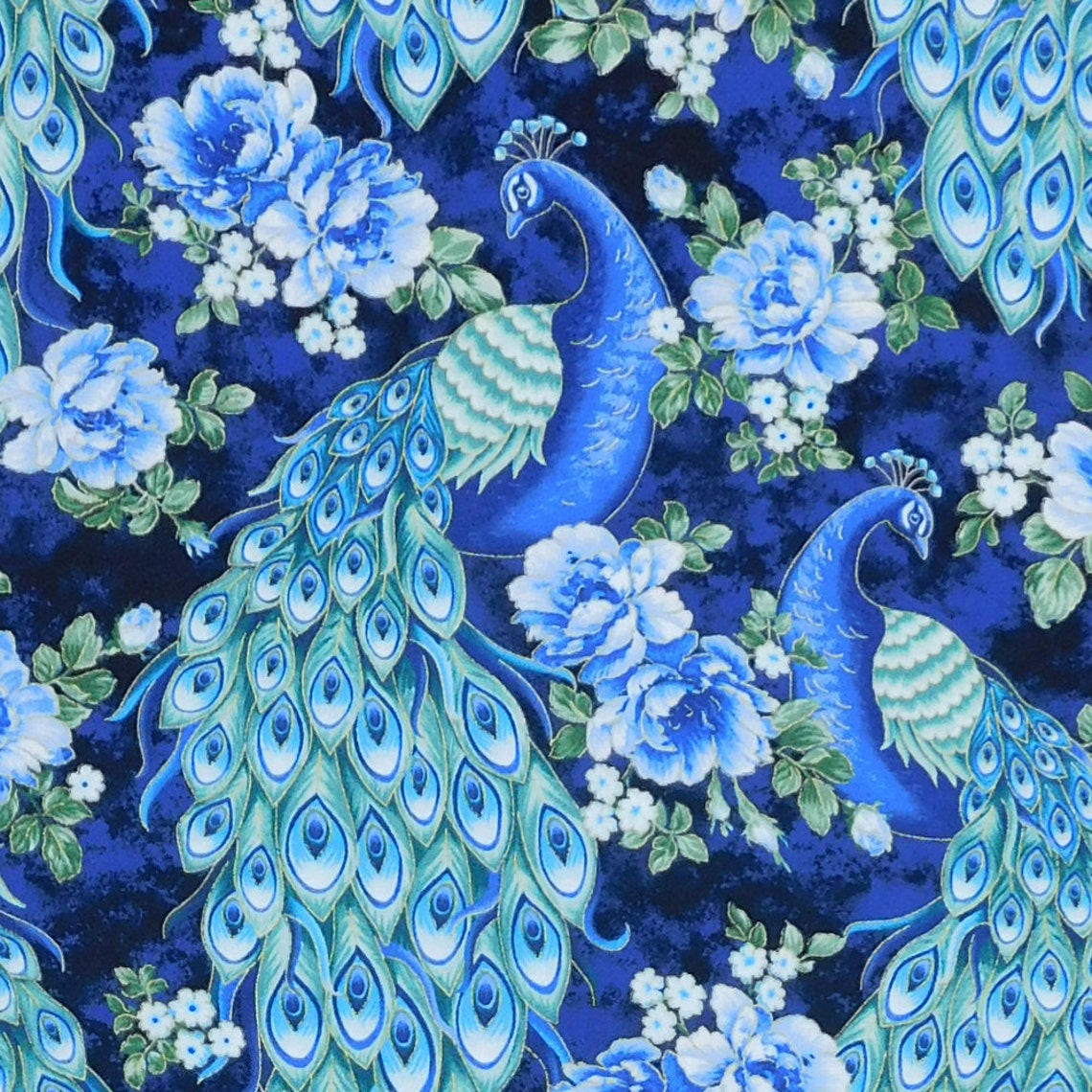 Patchwork Quilting Sewing Fabric Royal Peacocks 50x55cm FQ Etsy