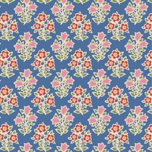 Quilting Patchwork Fabric TILDA Jubilee Farm Flowers Blue 50x55cm FQ