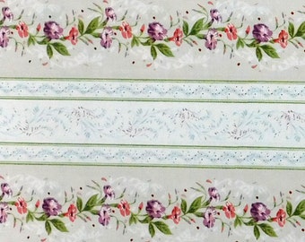 Tela de costura de retazos para acolchar, borde blanco Floral Adelaide, 50x55cm FQ